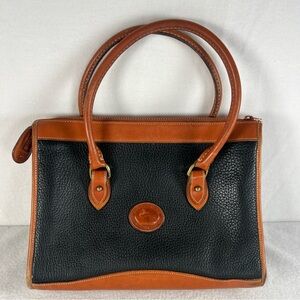 Vintage Dooney & Bourke Black Pebbled Leather Tote Weathered Trim Project Bag